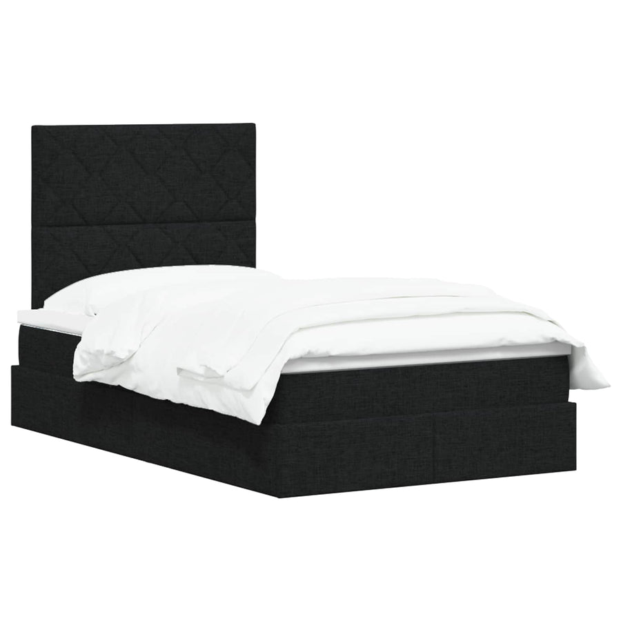 LED Opslagbed met Matras Zwart 120 x 200 cm Stof