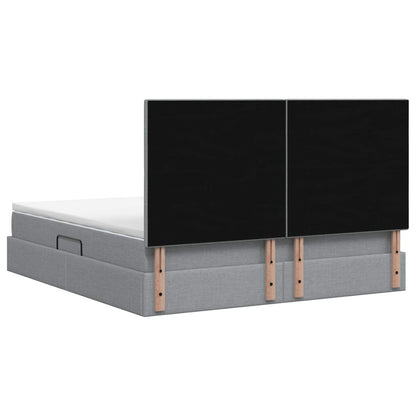 LED Opslagbed met Matras Lichtgrijs 140 x 200 cm Stof