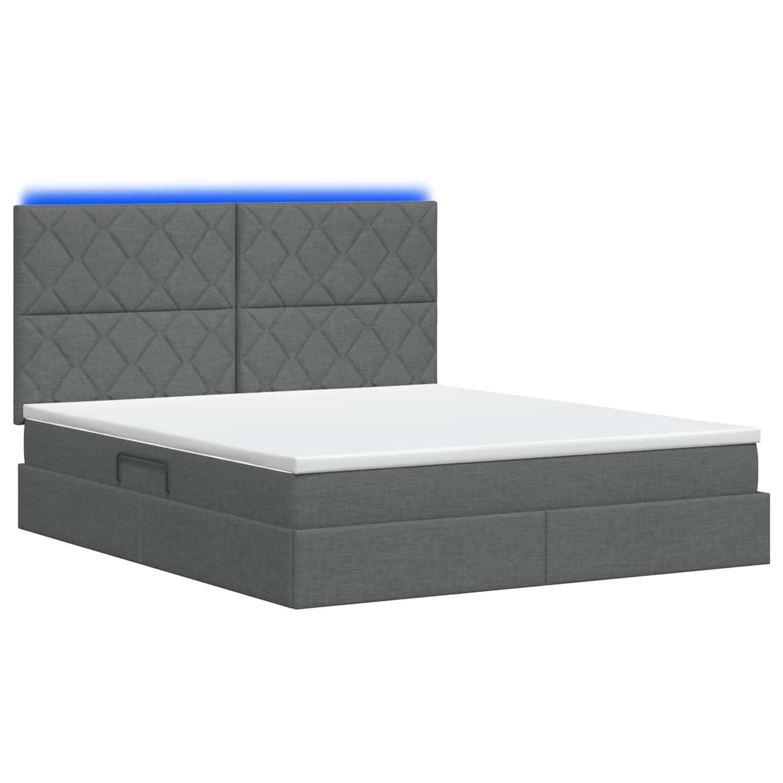 LED Opslagbed met Matras Donkergrijs 160 x 200 cm Stof