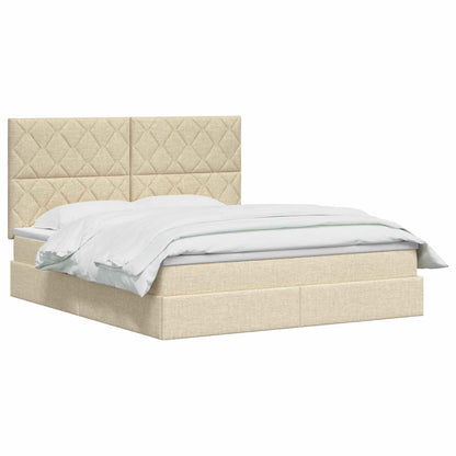 LED Opslagbed met Matras Crèmekleurig 160 x 200 cm Stof