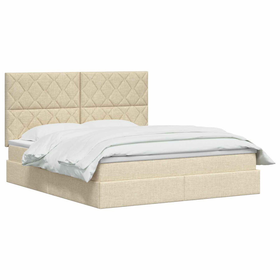 LED Opslagbed met Matras Crèmekleurig 160 x 200 cm Stof