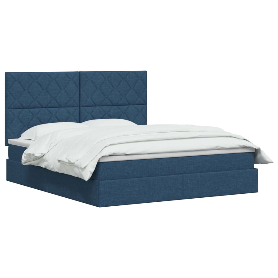 LED Opslagbed met Matras Blauw 160 x 200 cm Stof