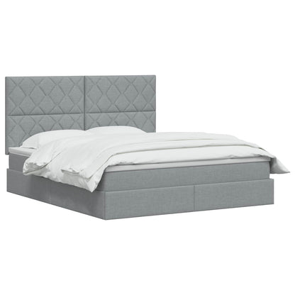 LED Opslagbed met Matras Lichtgrijs 180 x 200 cm Stof