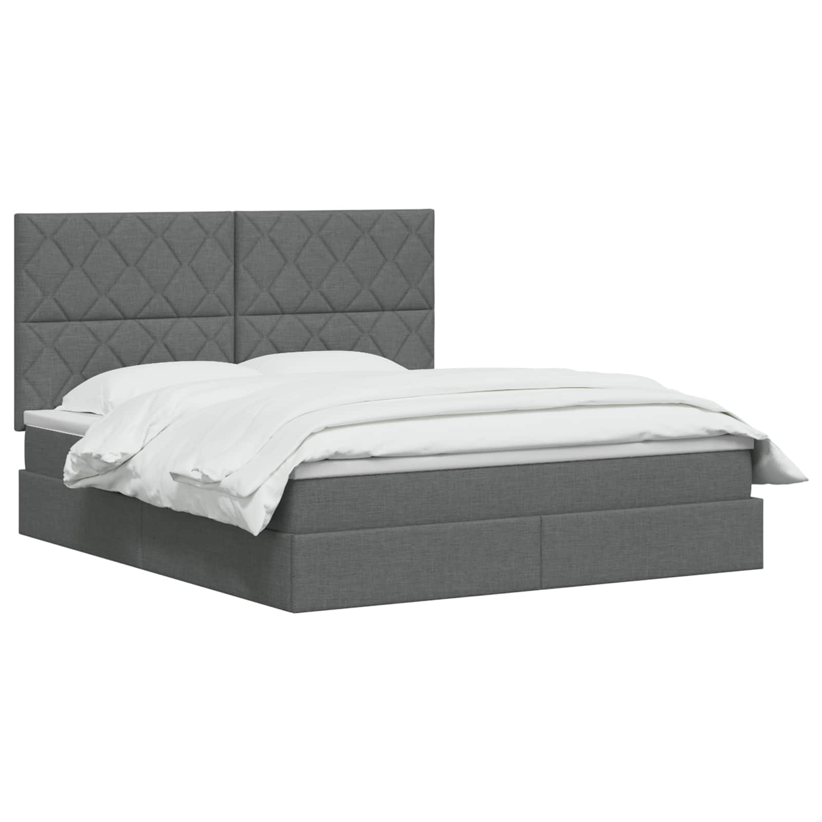 LED Opslagbed met Matras Donkergrijs 180 x 200 cm Stof