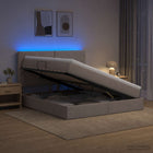 Opbergbed 140x200 cm taupe met matras en LED