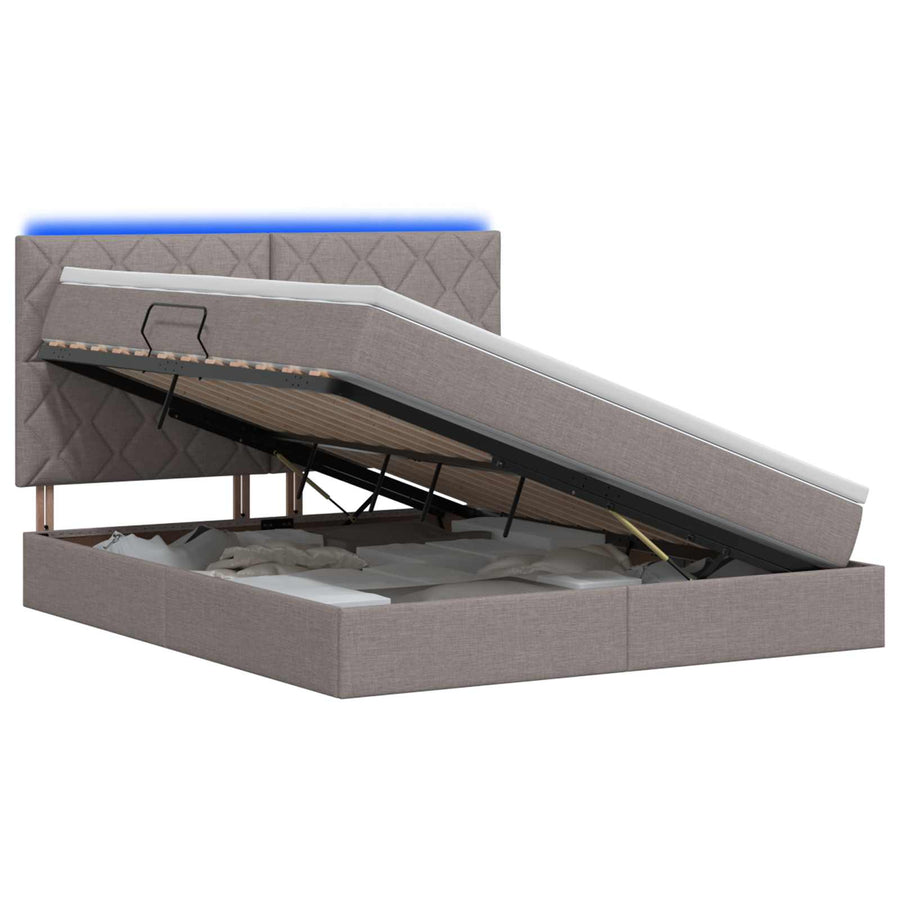 LED Opslagbed met Matras Taupe 180 x 200 cm Stof