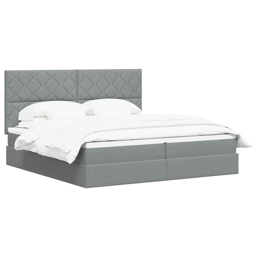 LED Opslagbed met Matras Lichtgrijs 200 x 200 cm Stof