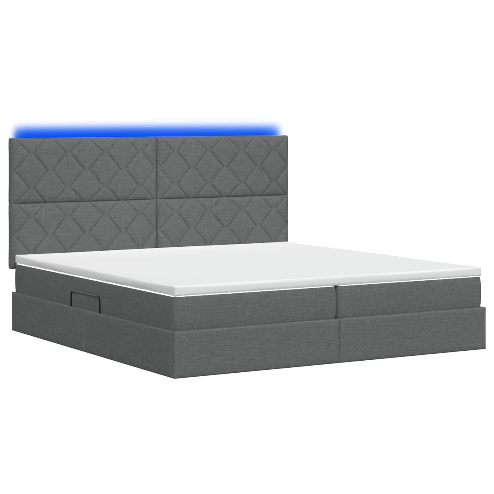 LED Opslagbed met Matras Donkergrijs 200 x 200 cm Stof