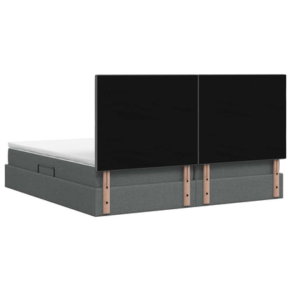 LED Opslagbed met Matras Donkergrijs 200 x 200 cm Stof
