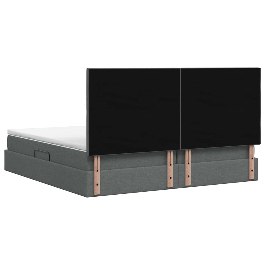 LED Opslagbed met Matras Donkergrijs 200 x 200 cm Stof