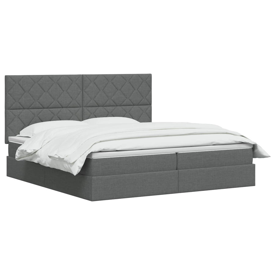 LED Opslagbed met Matras Donkergrijs 200 x 200 cm Stof