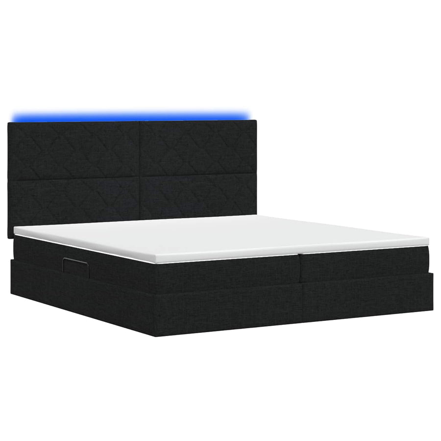 LED Opslagbed met Matras Zwart 200 x 200 cm Stof
