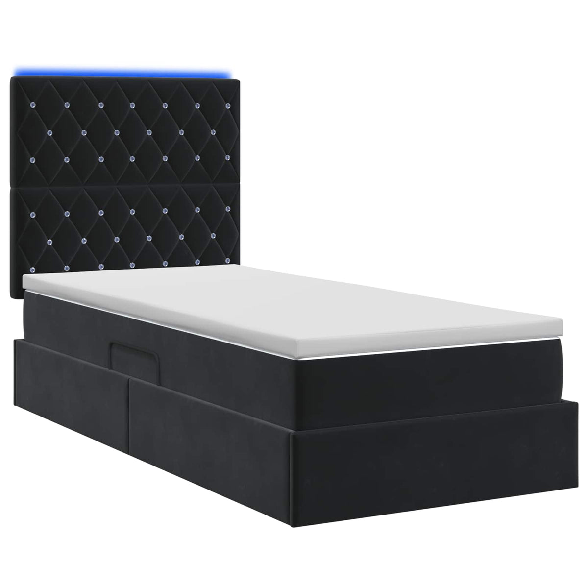 LED Opslagbed met Matras Zwart 90 x 190 cm Fluweel