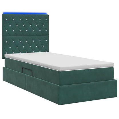 LED Opslagbed met Matras Donkergroen 90 x 190 cm Fluweel