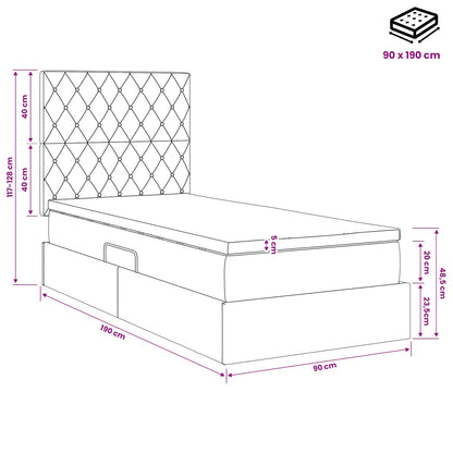 LED Opslagbed met Matras Roze 90 x 190 cm Fluweel