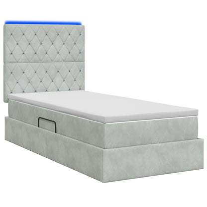 LED Opslagbed met Matras Lichtgrijs 90 x 200 cm Fluweel