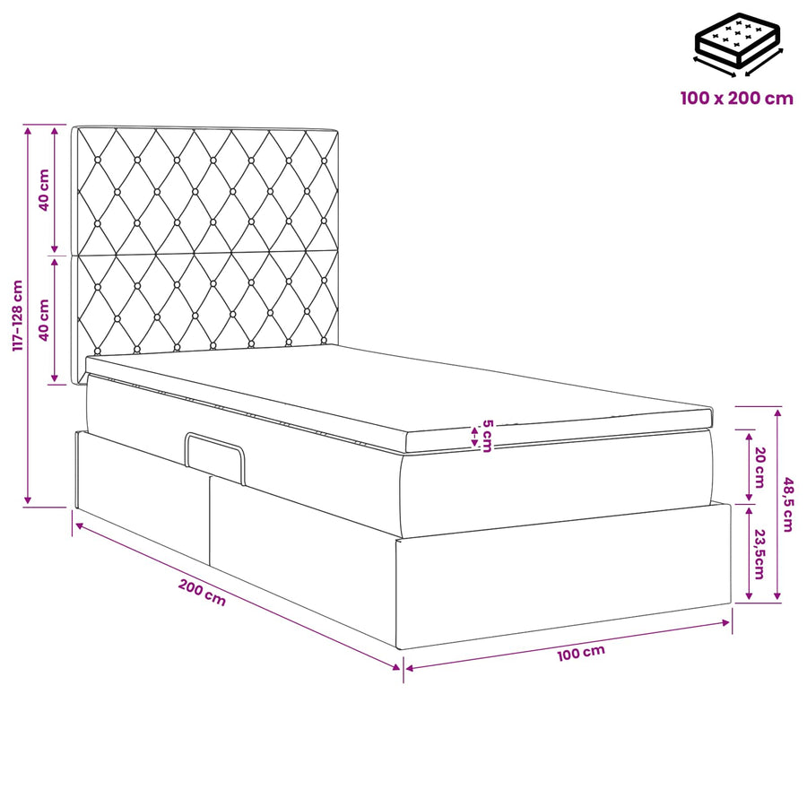 LED Opslagbed met Matras Donkergroen 100 x 200 cm Fluweel