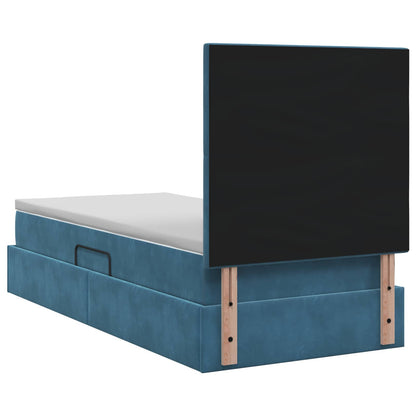 LED Opslagbed met Matras Donkerblauw 100 x 200 cm Fluweel