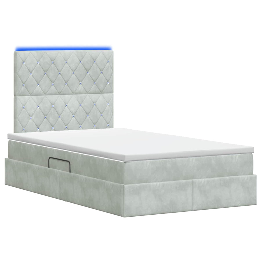 LED Opslagbed met Matras Lichtgrijs 120 x 200 cm Fluweel