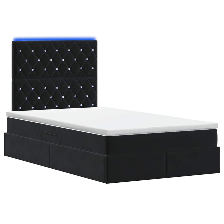 LED Opslagbed met Matras Zwart 120 x 200 cm Fluweel