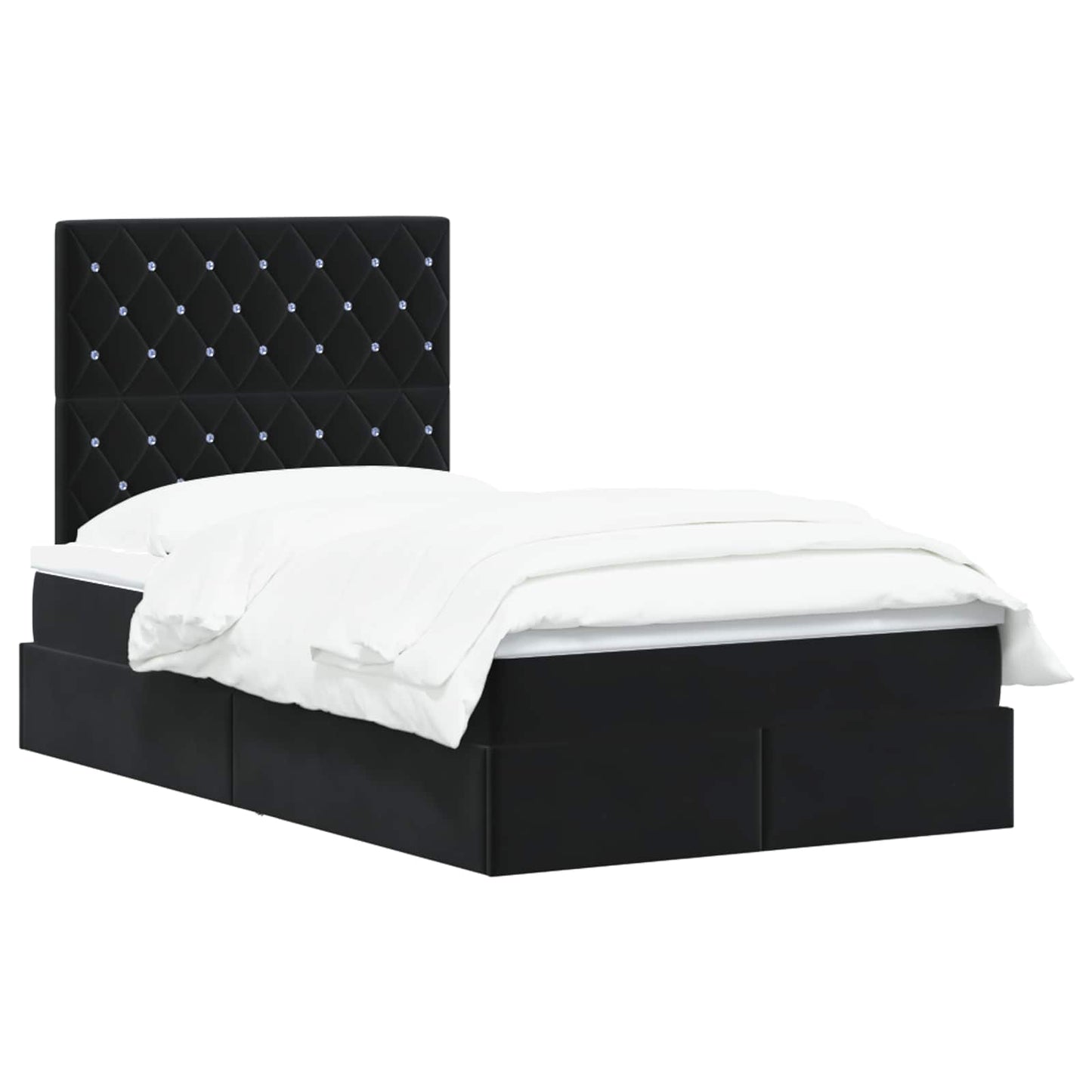 LED Opslagbed met Matras Zwart 120 x 200 cm Fluweel