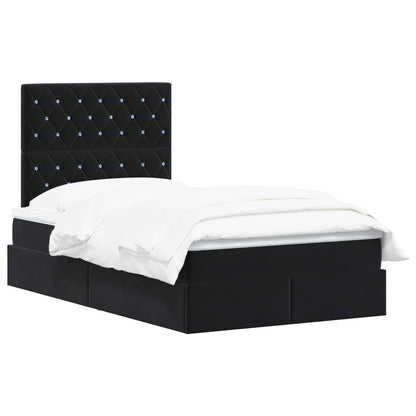 LED Opslagbed met Matras Zwart 120 x 200 cm Fluweel