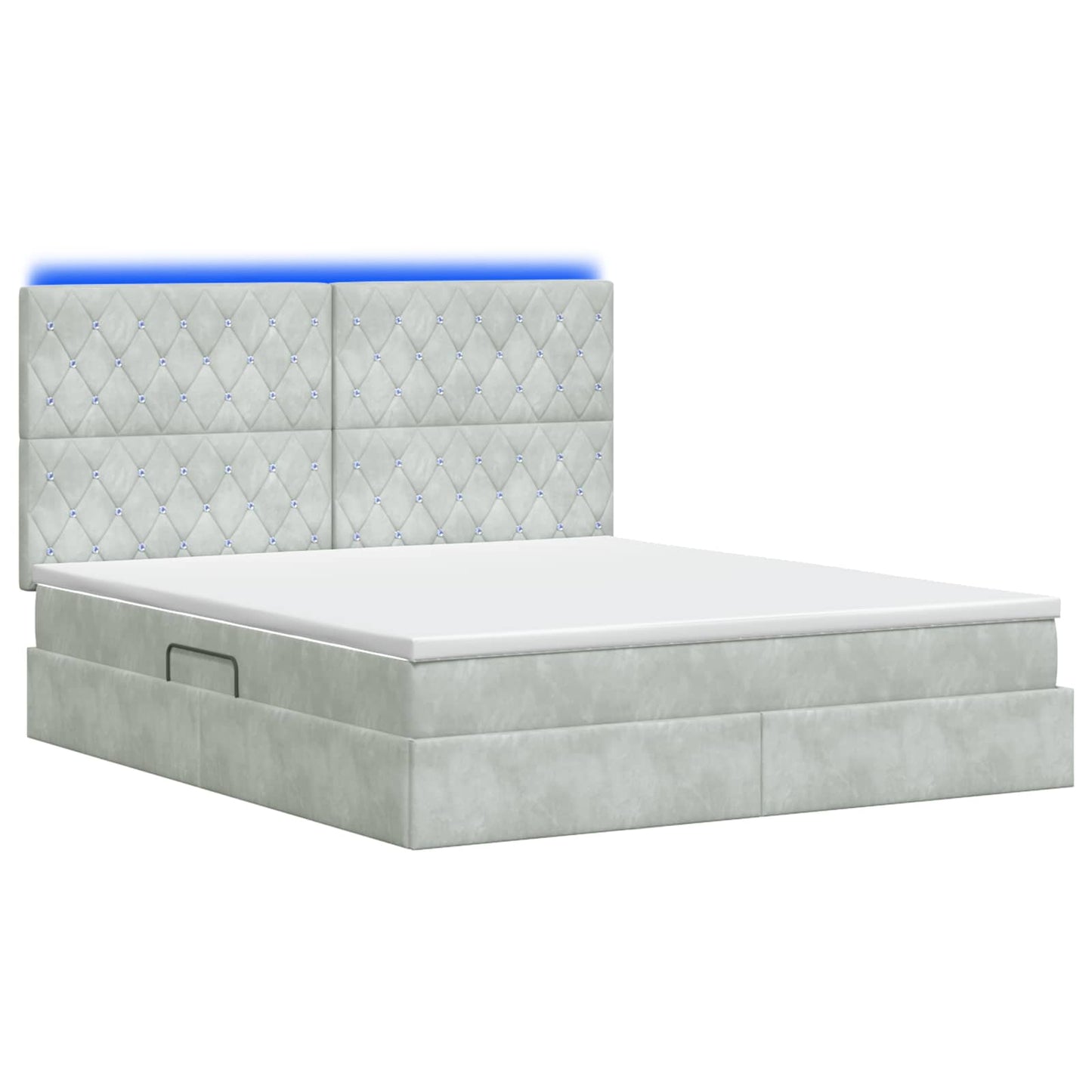 LED Opslagbed met Matras Lichtgrijs 160 x 200 cm Fluweel