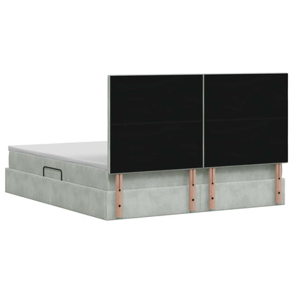 LED Opslagbed met Matras Lichtgrijs 160 x 200 cm Fluweel