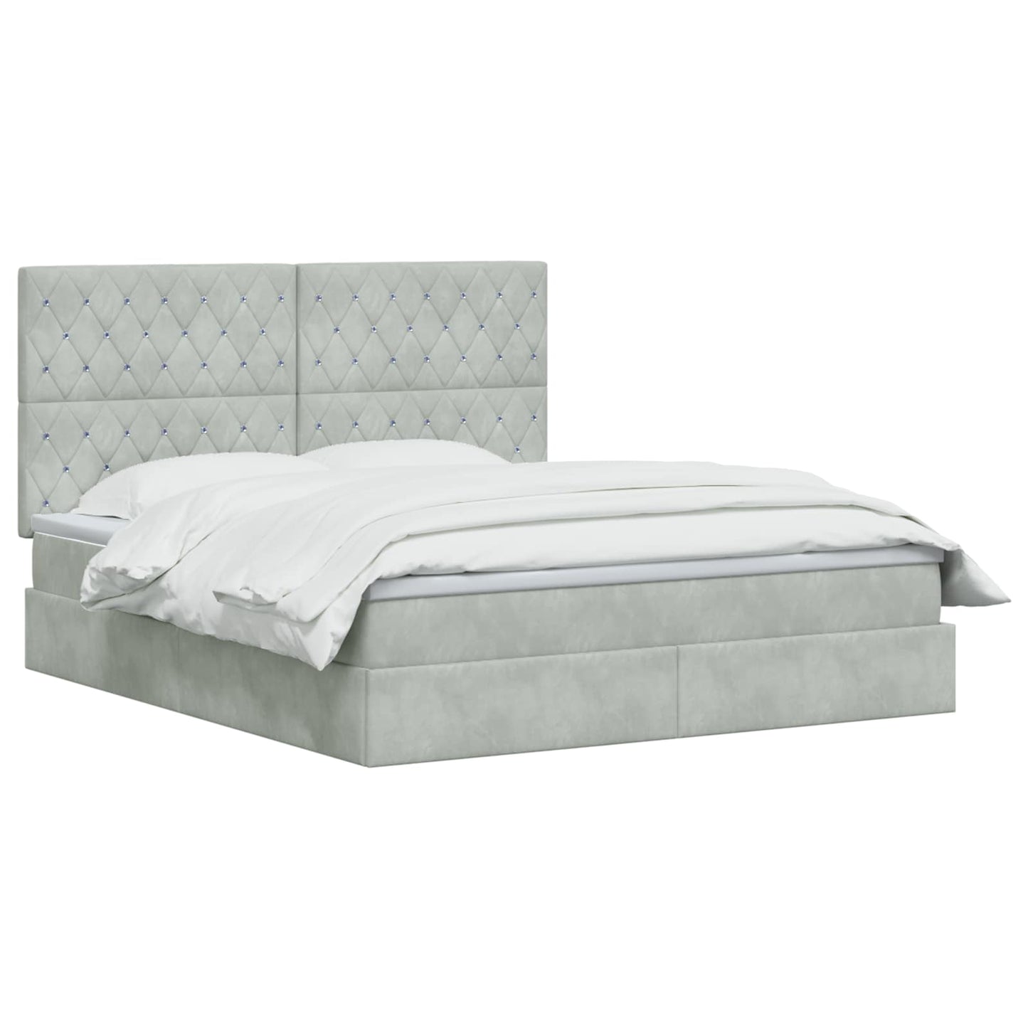 LED Opslagbed met Matras Lichtgrijs 160 x 200 cm Fluweel