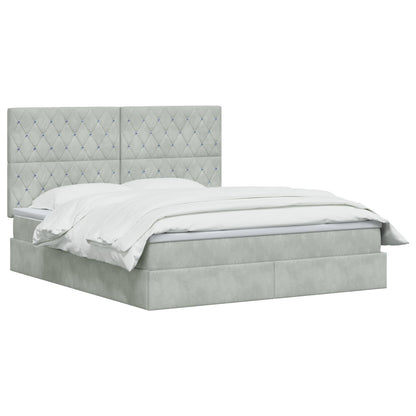 LED Opslagbed met Matras Lichtgrijs 160 x 200 cm Fluweel