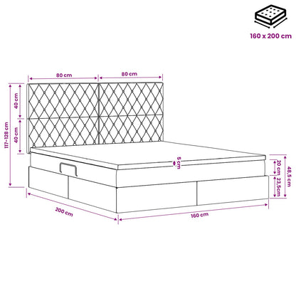 LED Opslagbed met Matras Lichtgrijs 160 x 200 cm Fluweel