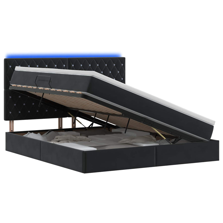LED Opslagbed met Matras Zwart 160 x 200 cm Fluweel