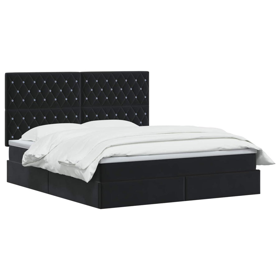 LED Opslagbed met Matras Zwart 160 x 200 cm Fluweel