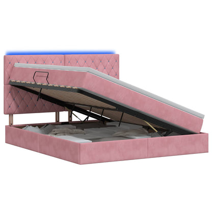 LED Opslagbed met Matras Roze 160 x 200 cm Fluweel