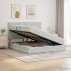 Opbergbed 180x200 cm lichtgrijs fluweel