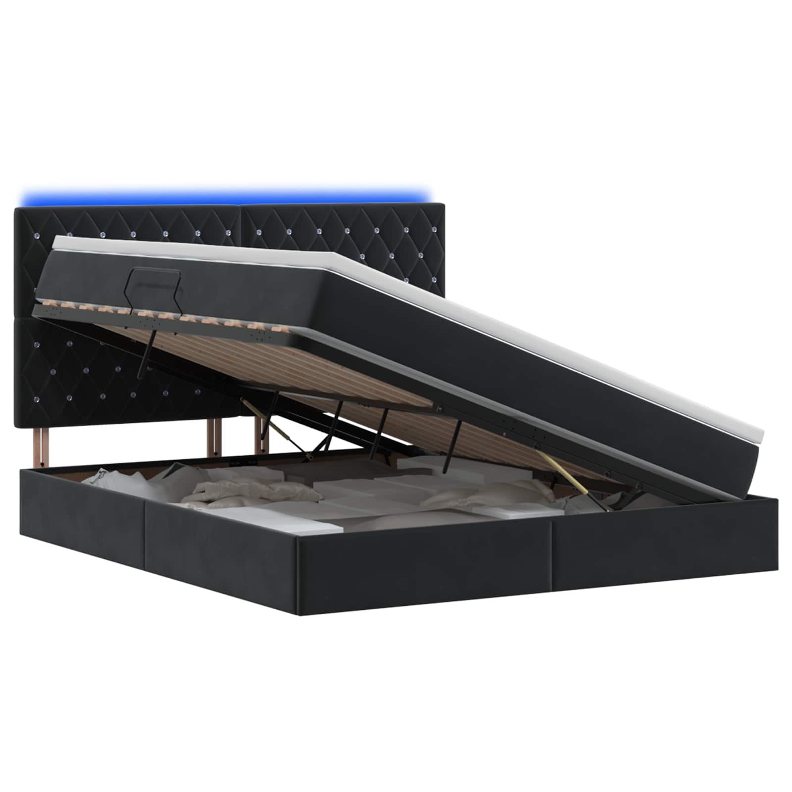 LED Opslagbed met Matras Zwart 180 x 200 cm Fluweel