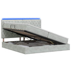 Opslagbed met matras 200x200 cm lichtgrijs fluweel
