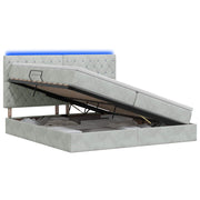 Opslagbed met matras 200x200 cm lichtgrijs fluweel