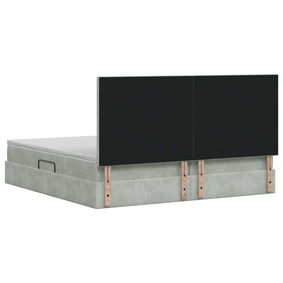 LED Opslagbed met Matras Lichtgrijs 200 x 200 cm Fluweel
