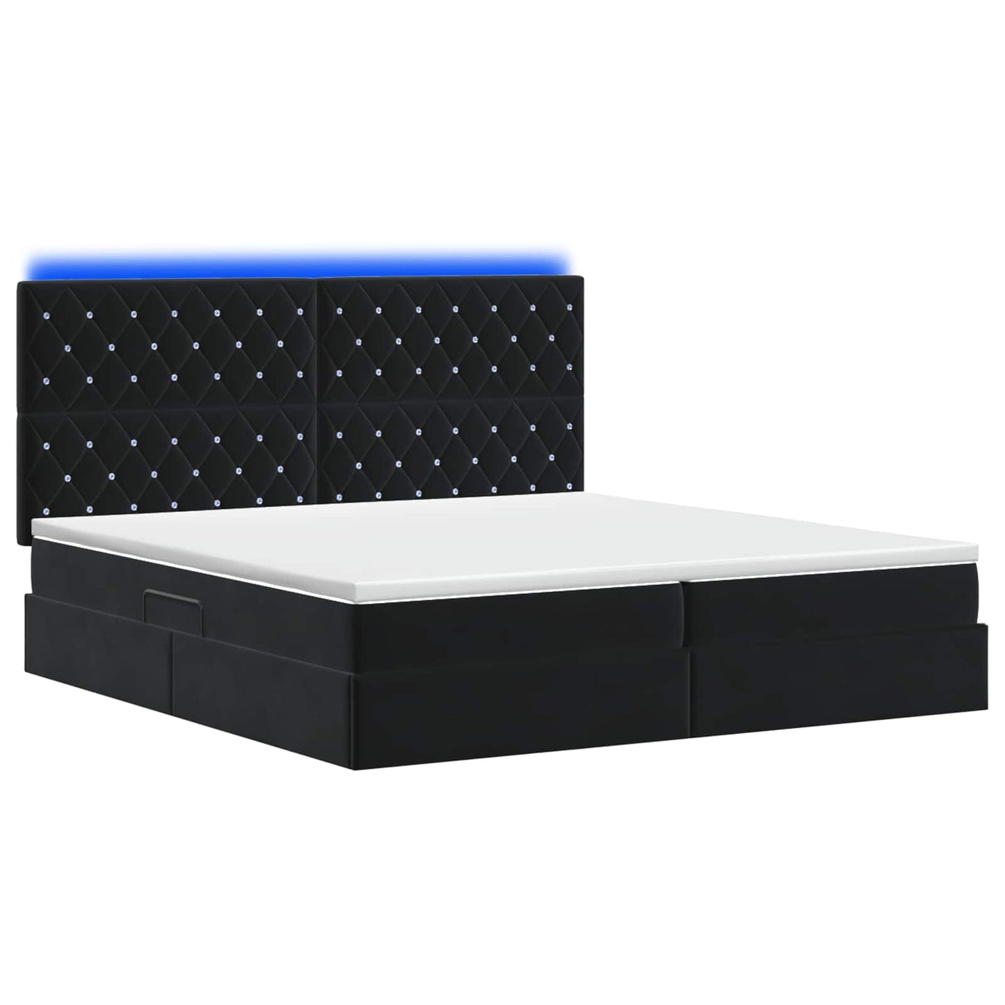 LED Opslagbed met Matras Zwart 200 x 200 cm Fluweel