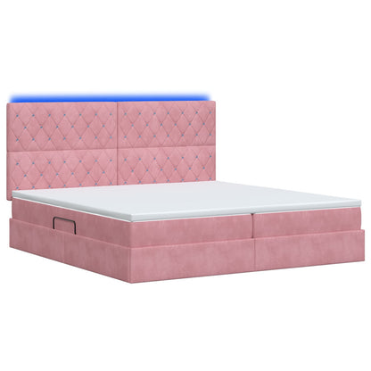 LED Opslagbed met Matras Roze 200 x 200 cm Fluweel