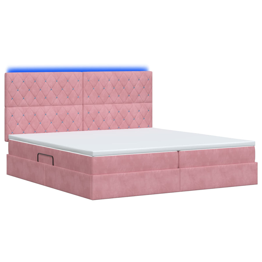 LED Opslagbed met Matras Roze 200 x 200 cm Fluweel