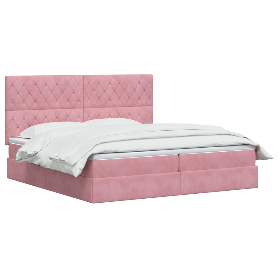 LED Opslagbed met Matras Roze 200 x 200 cm Fluweel
