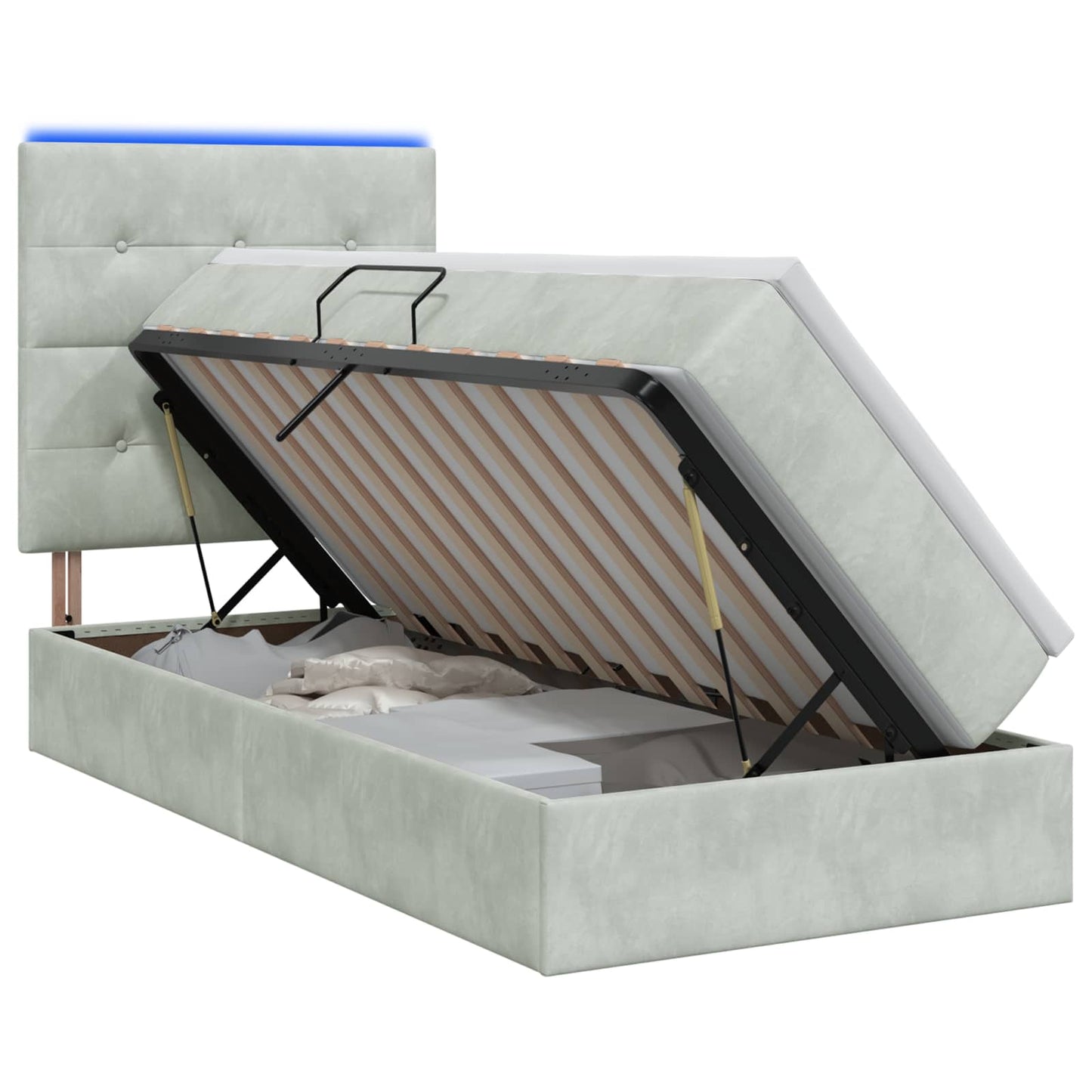 LED Opslagbed met Matras Lichtgrijs 90 x 190 cm Fluweel