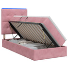 Opslagbed roze 90x190 cm fluweel met matras en led
