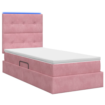 LED Opslagbed met Matras Roze 90 x 190 cm Fluweel