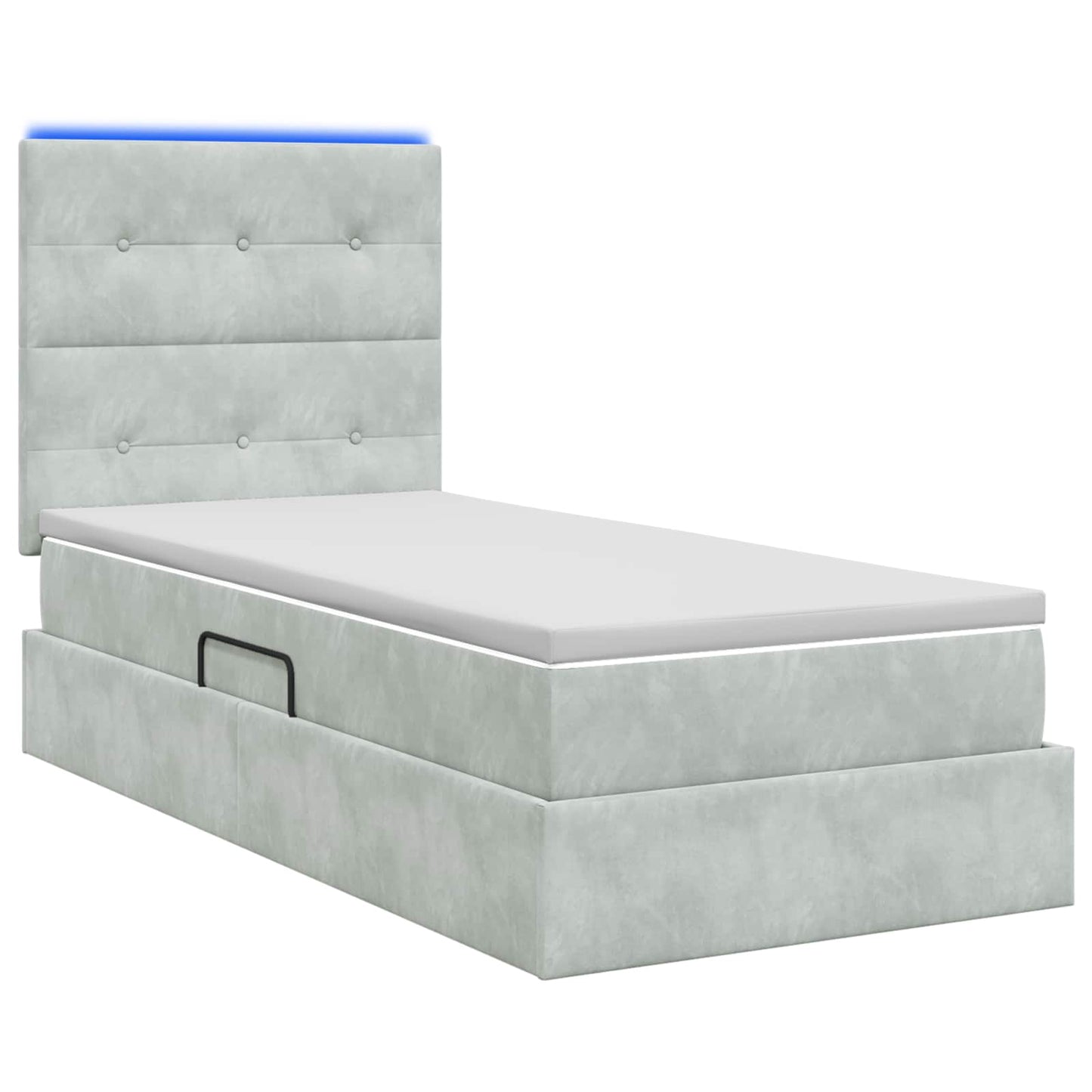 LED Opslagbed met Matras Lichtgrijs 90 x 200 cm Fluweel
