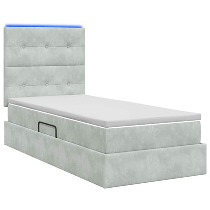 LED Opslagbed met Matras Lichtgrijs 90 x 200 cm Fluweel