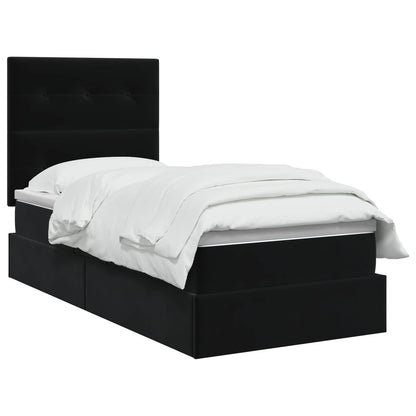 LED Opslagbed met Matras Zwart 90 x 200 cm Fluweel