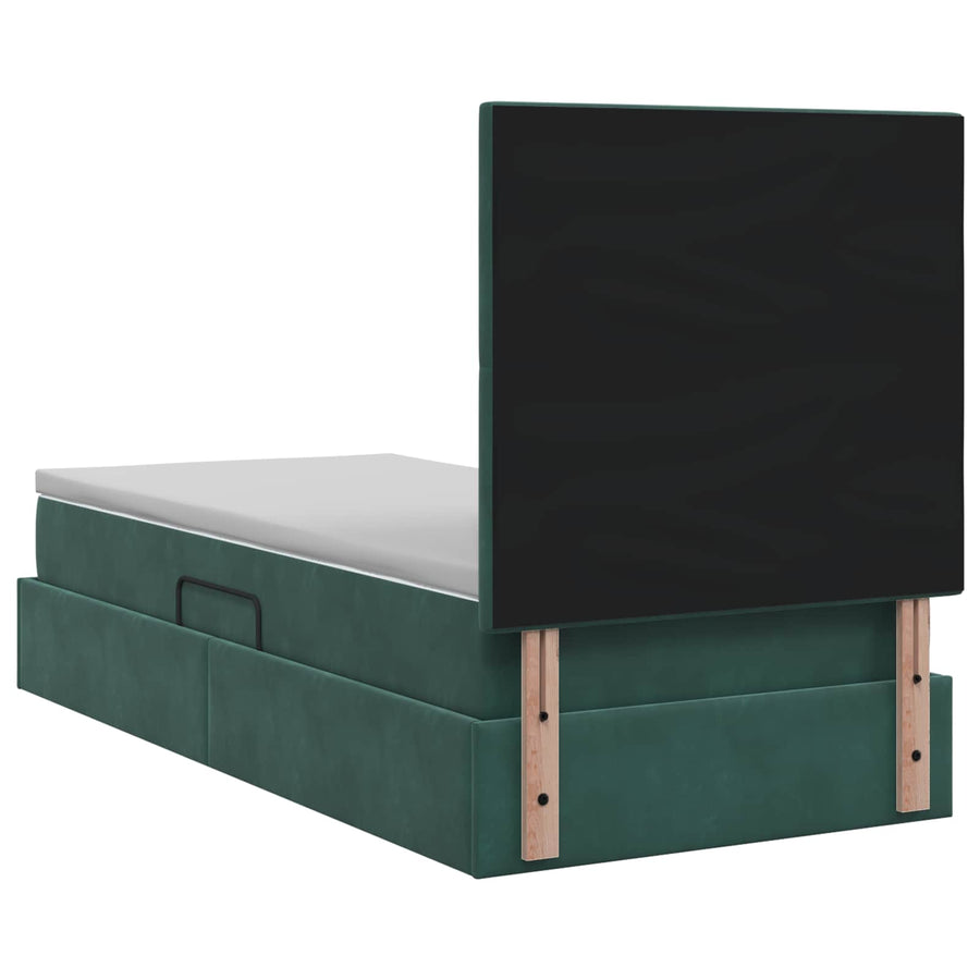 LED Opslagbed met Matras Donkergroen 90 x 200 cm Fluweel